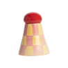 Claudia Frolova Pink and Yellow Checker Jar w/ Red Top